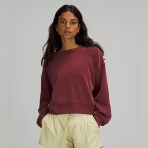 lululemon perfectly oversized cropped crew *softstreme in red merlot size 4